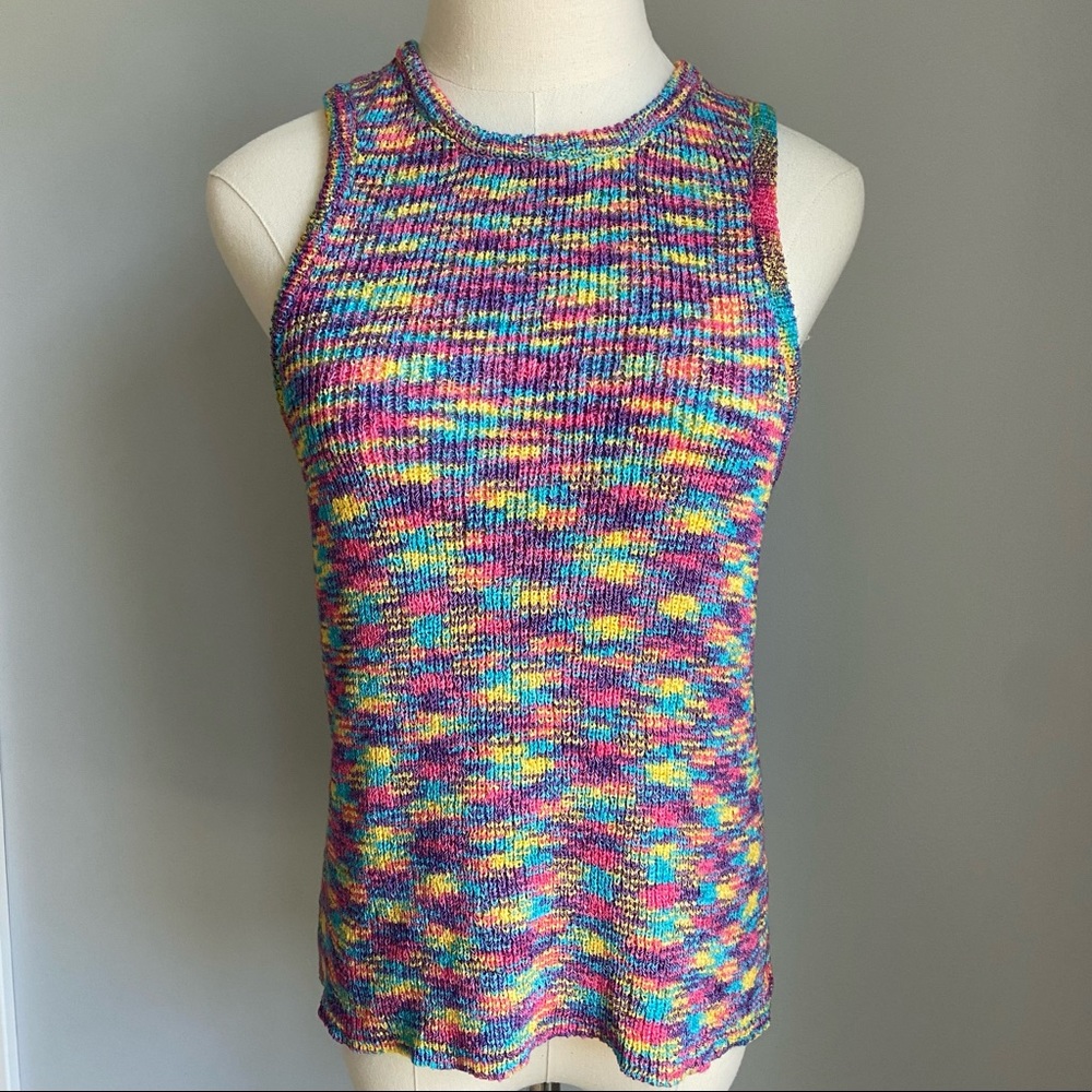 NWOT ee:some | Rainbow Knit Sweater Tank Top, Size Large